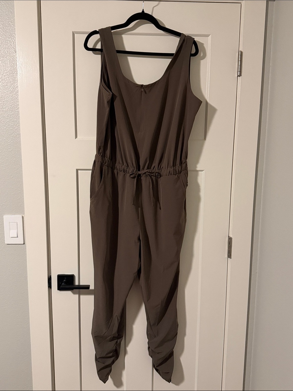 Prana Olive Sleeveless Drawstring Jumpsuit